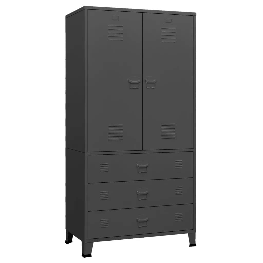 vidaXL Industrial Wardrobe Anthracite 35.4&quot;x19.7&quot;x70.9&quot; Metal