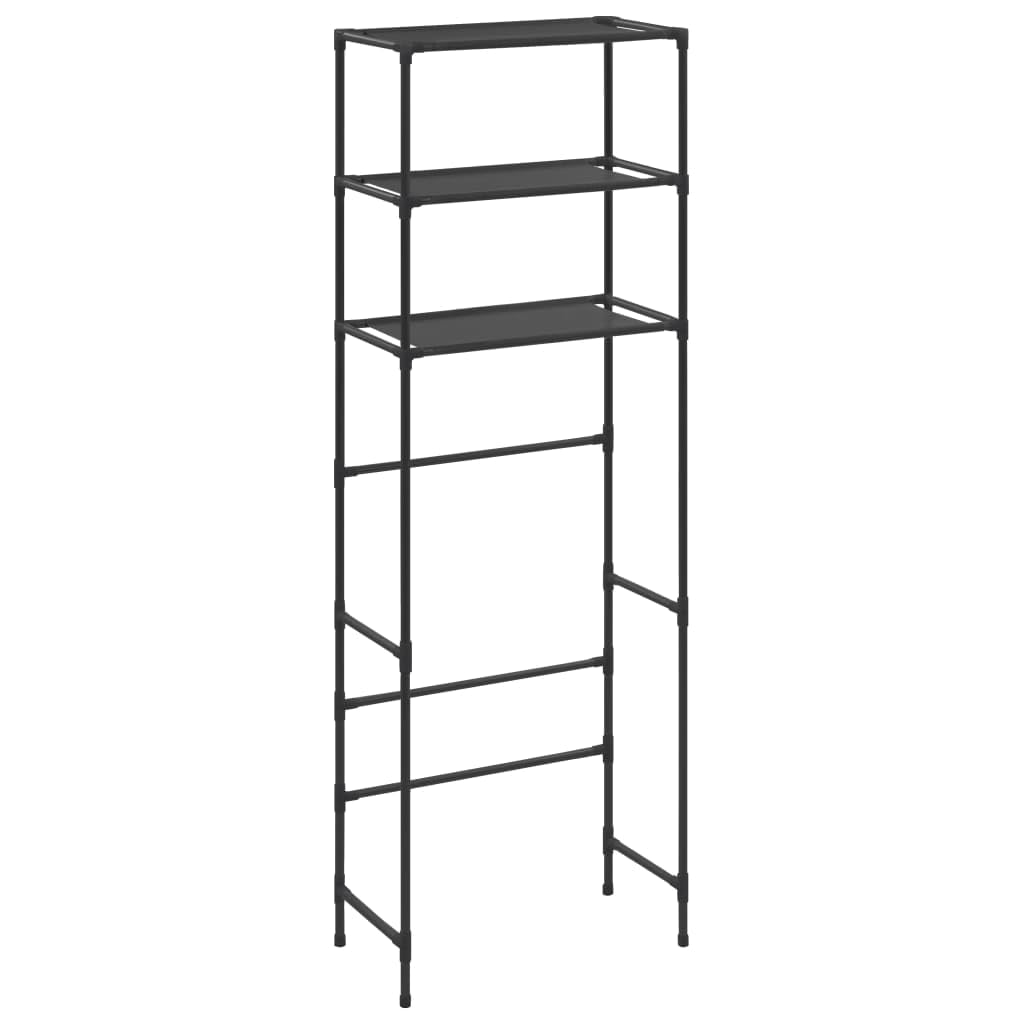 vidaXL Over Toilet Storage Rack, 3-Tier Space Saver for Bathroom, Stainless Steel Frame, Black, Dimensions 20.9&quot;x11&quot;x66.5&quot;