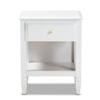 Baxton Studio Naomi Classic and Transitional White Finished Wood 1-Drawer Bedroom Nightstand
