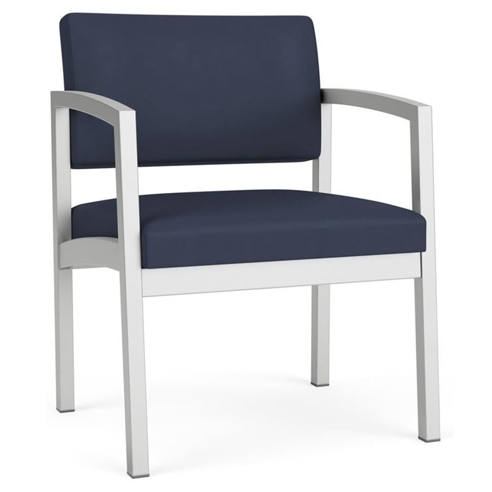 Lenox Steel Reception Waiting Oversize Guest Chair/Silver Steel/Blue