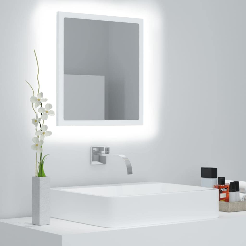 Vidaxl Led Bathroom Mirror Home Hallway Bedroom Laundry Room Washroom Vanity Unit Wall Mirror Furniture White 15.7&quot;X3.3&quot;X14.6&quot; Acrylic
