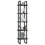 vidaXL Bookshelf, Book Cabinet with 5 Doors Bookcase, Storage Shelf for Office Living Room, Freestanding Shelving Unit, Modern, Black Engineered Wood