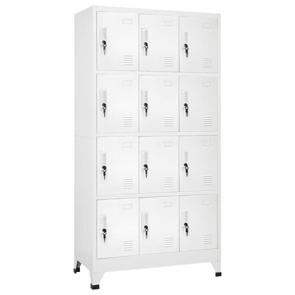 vidaXL Locker Cabinet with 12 Compartments Storage Cabinet Sports Cloakroom Indoor Business 90 x 45 x 180 cm Grey