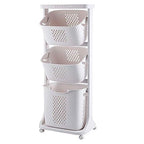 Manskskim Bathroom Laundry Basket 3 Layer Clothes Storage Basket Household Kitchen Shelf Fruit Stand Bathroom Simple Storage She