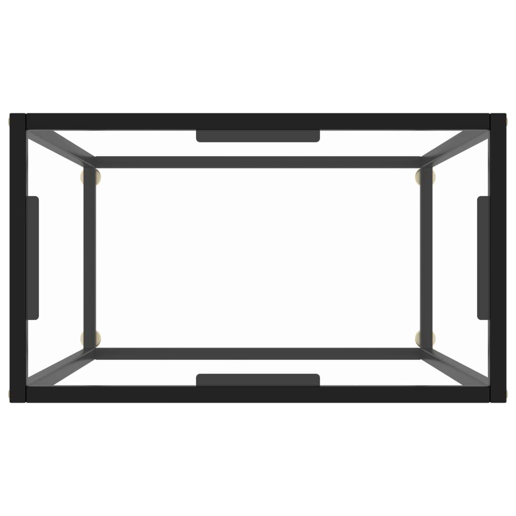 vidaXL Modern Console Table with Tempered Glass Top, Powder-Coated Steel Construction, Transparent, Storage Shelf, Rectangular Shape – Sturdy and Easy Clean