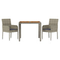 vidaXL Patio Dining Set - Modern 3 Piece Outdoor Furniture with Cushions, Gray Poly Rattan Construction, Versatile Modular Design, Comfortable & Sturdy