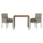 vidaXL Patio Dining Set - Modern 3 Piece Outdoor Furniture with Cushions, Gray Poly Rattan Construction, Versatile Modular Design, Comfortable & Sturdy