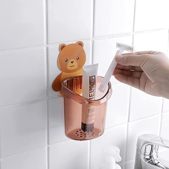 Bear Design Wall Mounted Toothbrush Holder with Drainage