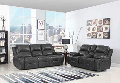 HomeRoots 89' X 40' X 40' Modern Gray Leather Sofa and Loveseat