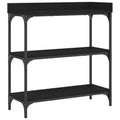 vidaXL Black Contemporary Console Table with Shelves, Engineered Wood and Metal Frame, Adjustable Feet for Stability, Ideal for Entryway, Living Room or Hallway.