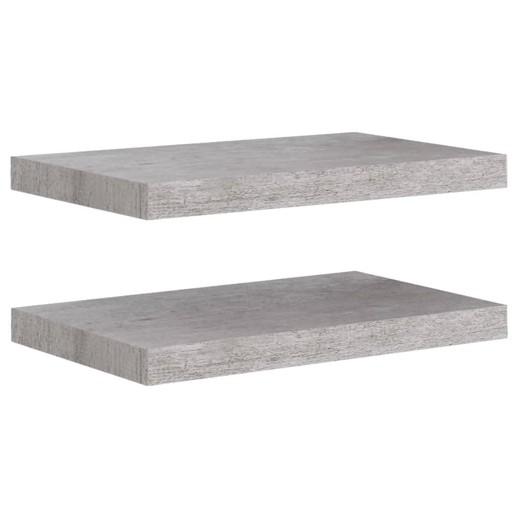 SKM Floating Wall Shelves 2 pcs Concrete Gray 19.7&quot;x9.1&quot;x1.5&quot; MDF