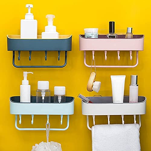 Rivugja Multipurpose Kitchen Bathroom Shelf Wall Mounted Bathroom Kitchen No Drill Storage Rack Super Adhesive Bathroom Shower O