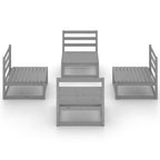 vidaXL Solid Pinewood Patio Lounge Set 4 Piece Garden Outdoor Lawn Yard Terrace Balcony Wooden Seat Seating Sitting Chair Furniture Gray