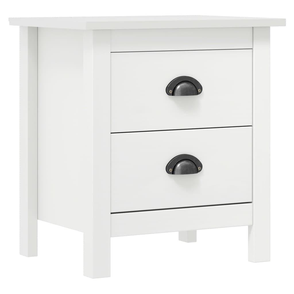 vidaXL Solid Pine Wood Bedside Cabinet in White – Modern Nightstand with 2 Drawers and Scandinavian Style