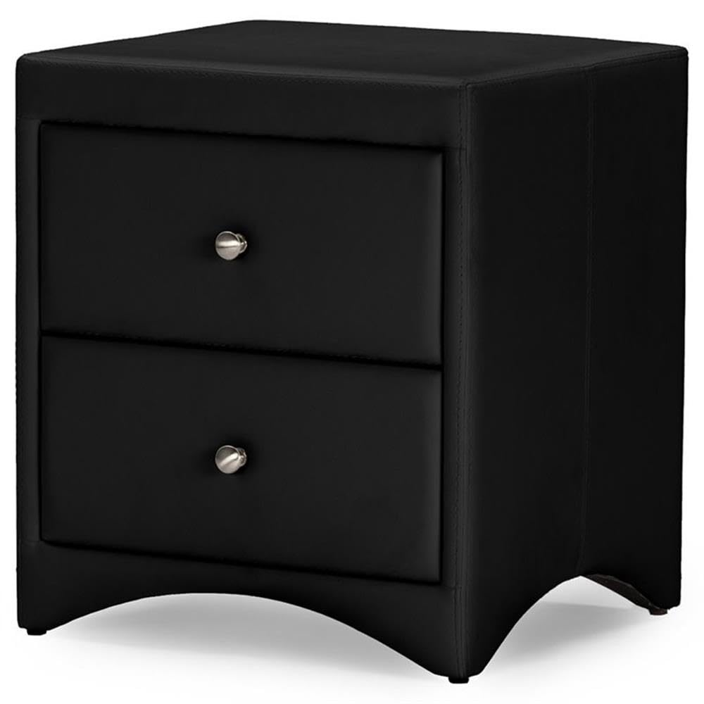 Baxton Studio Dorian Faux Leather Upholstered Modern Nightstand, Black