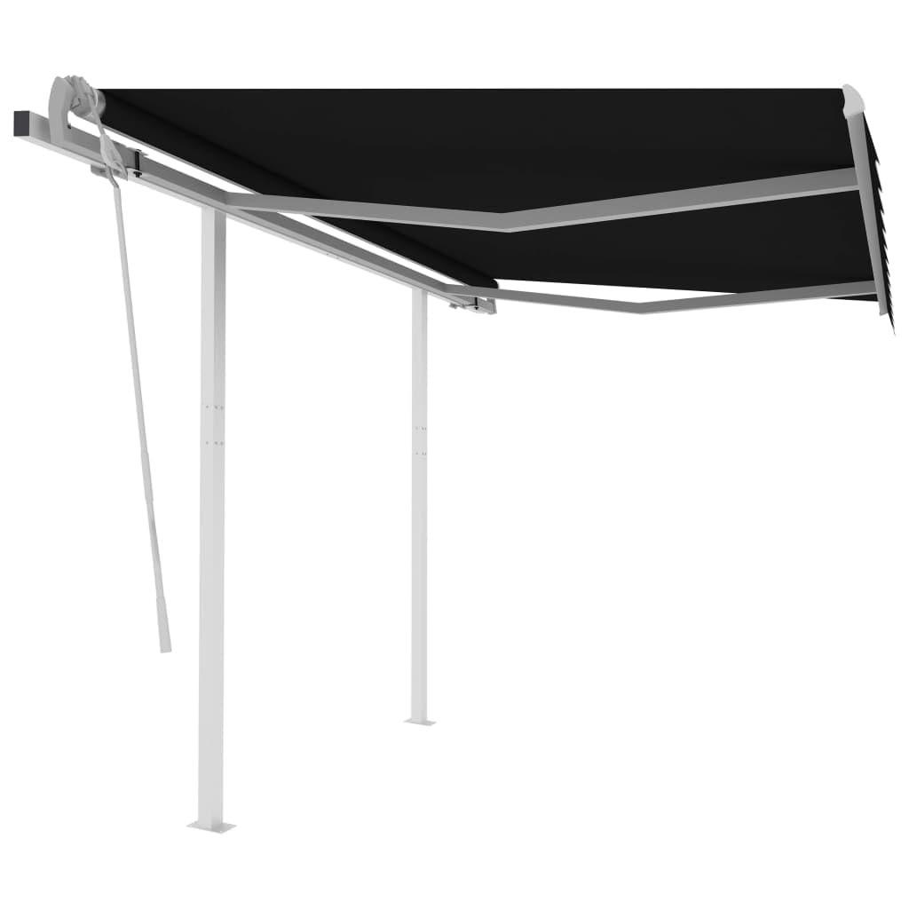 vidaXL Manual Retractable Awning with Adjustable Angle & Height-9.8'x8.2' Outdoor Patio Shade, UV and Water Resistant, Anthracit