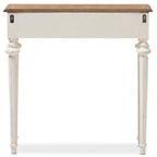 Baxton Studio Marquetterie French Provincial Style Weathered Oak and White Wash Distressed Finish Wood Two-Tone Console Table