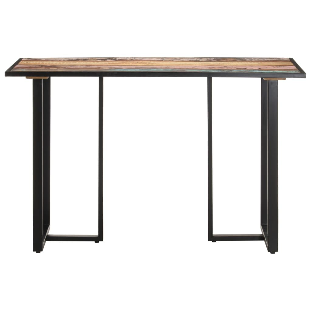 vidaXL Solid Rough Mango Wood Dining Table with Iron Legs, Industrial Design, Eco-Friendly and Durable Construction, Unique Grain Details, Suitable for Dining Area, 55.1&quot; x 27.6&quot; x 29.9&quot;