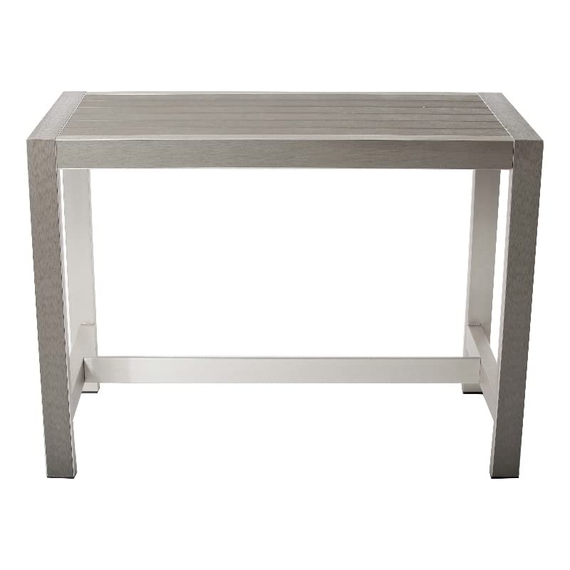 Pangea Home Betty 43x59 Modern Aluminum Large Bar Table in Gray Finish