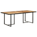 vidaXL Industrial Dining Table Solid Mango Wood with Iron Legs - Rough, Natural Finish, 78.7