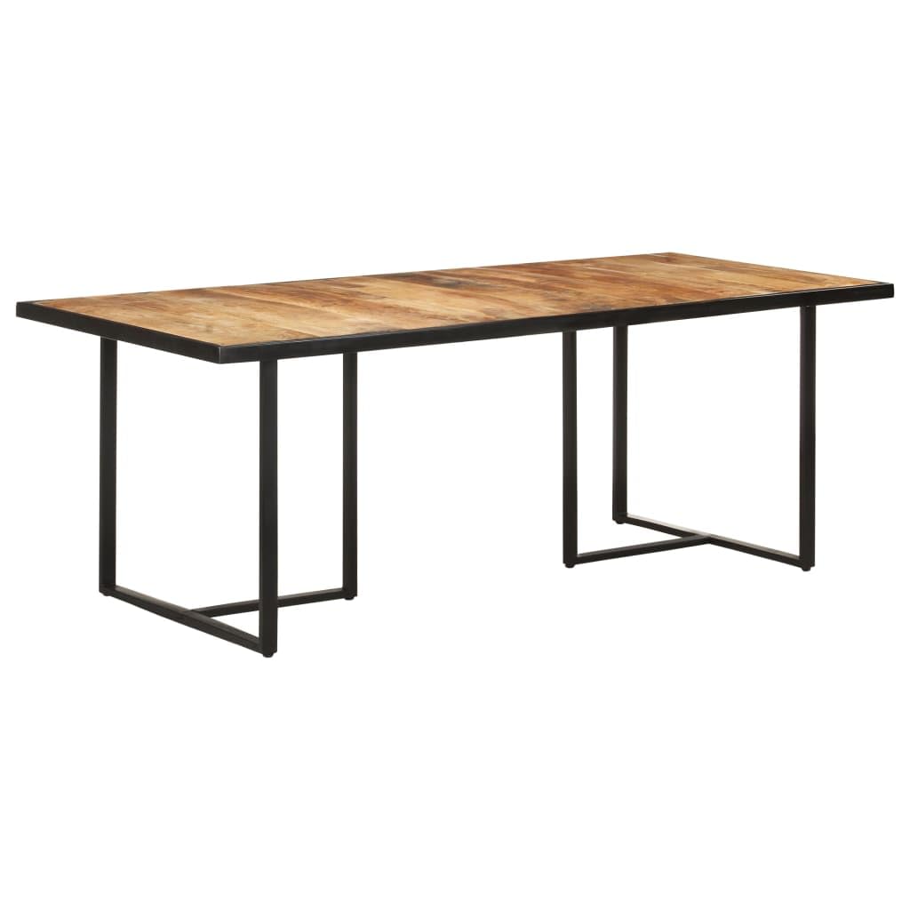 vidaXL Industrial Dining Table Solid Mango Wood with Iron Legs - Rough, Natural Finish, 78.7&quot;