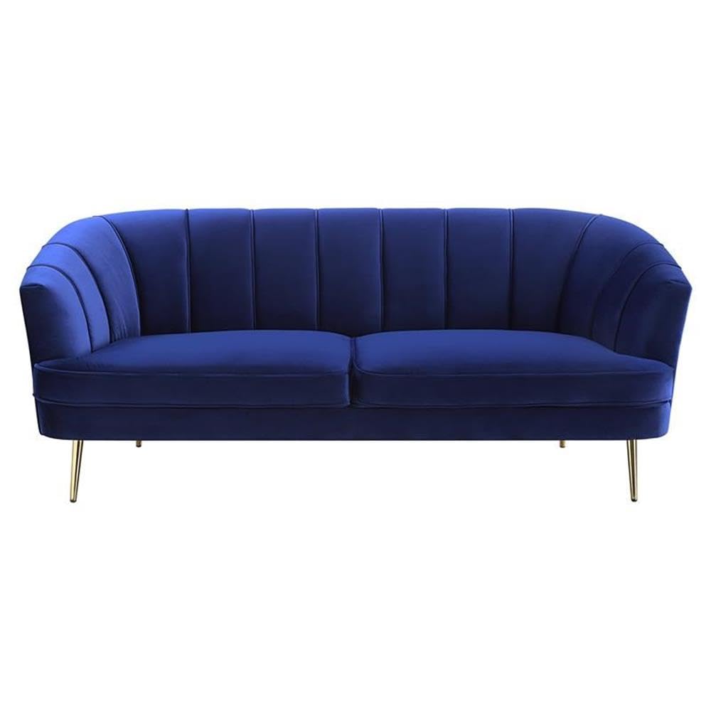 Acme Eivor Tufted Velvet Upholstery Sofa with Recessed Arm in Blue