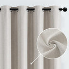 Jinchan Linen Textured 50% Blackout Curtain 108 Inches Long For Living Room Curtain Extra Long White Curtain Thermal Insulated Grommet Top Window Drape For Bedroom Curtain 1 Panel Stone White