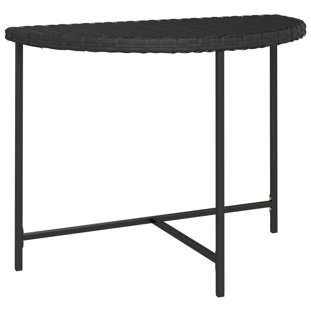 vidaXL Durable Patio Table in Black, Poly Rattan with Steel Frame, Size 39.4'x19.7'x29.5', Suitable for Gardening and Outdoor
