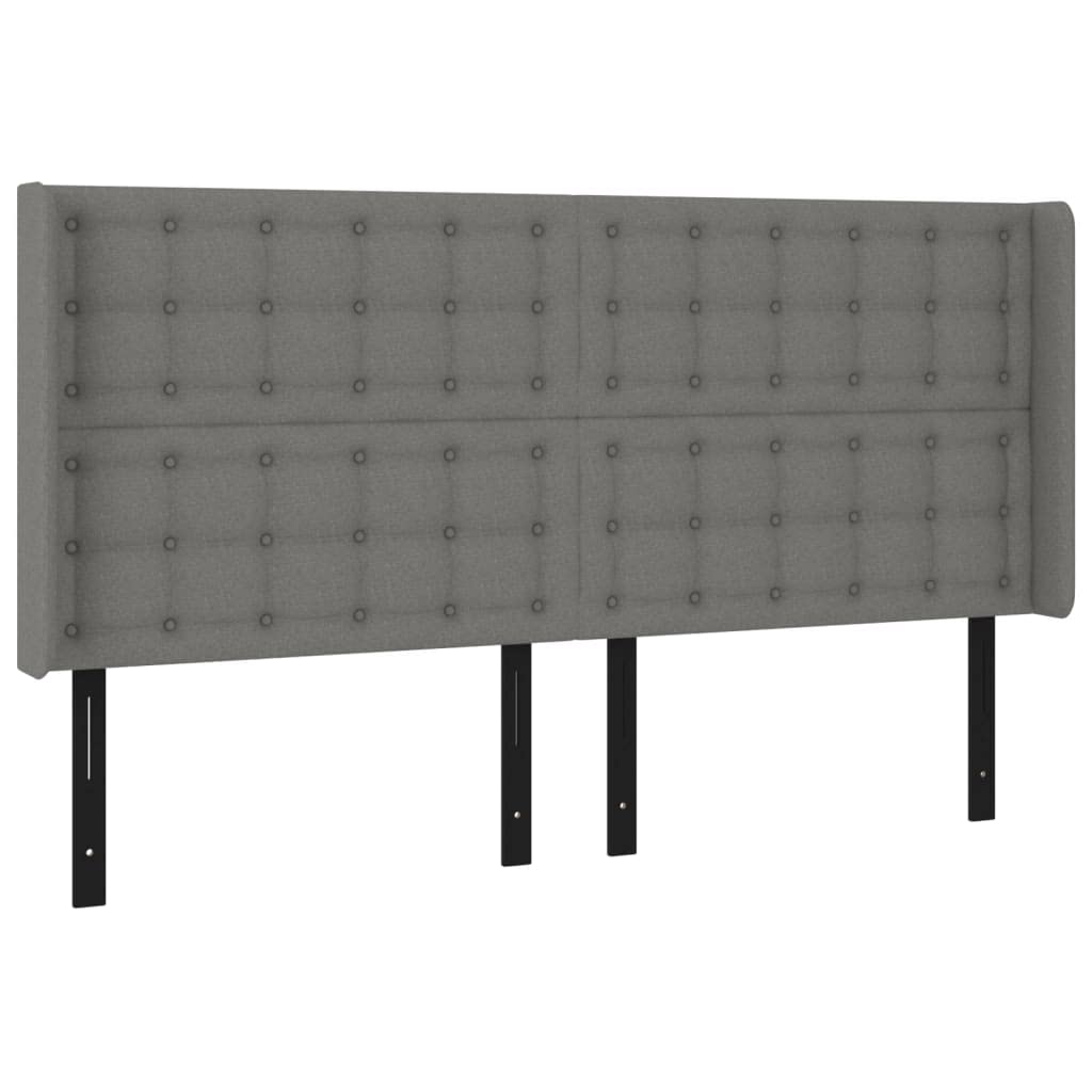Vidaxl Headboard, Upholstered Headboard For Bed Home, Bed Headboard With Ears, Bedroom Furniture, Dark Gray 64.2"X6.3"X46.5"/50.4" Fabric