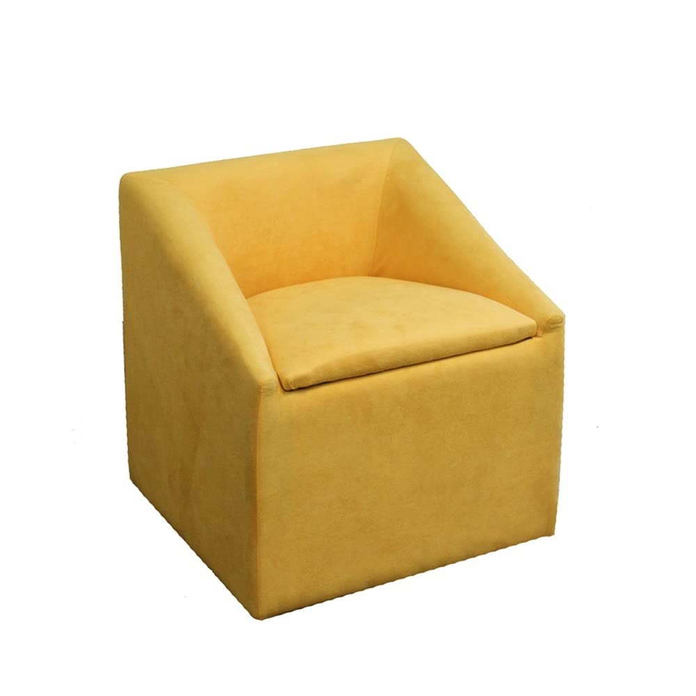 HomeRoots Wood, Polyurethane Foam: 97%, Polyester Fabric: 3% 21' Modern Yellow Gold Cubed Accent Storage Chair