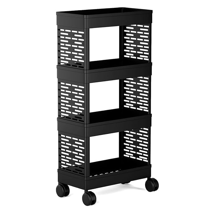 Iditri ExportMultipurpose Plastic Storage Trolley With Wheels  Tiered Kitchen Rack Organizer For Fruits, Vegetables, Snacks, T