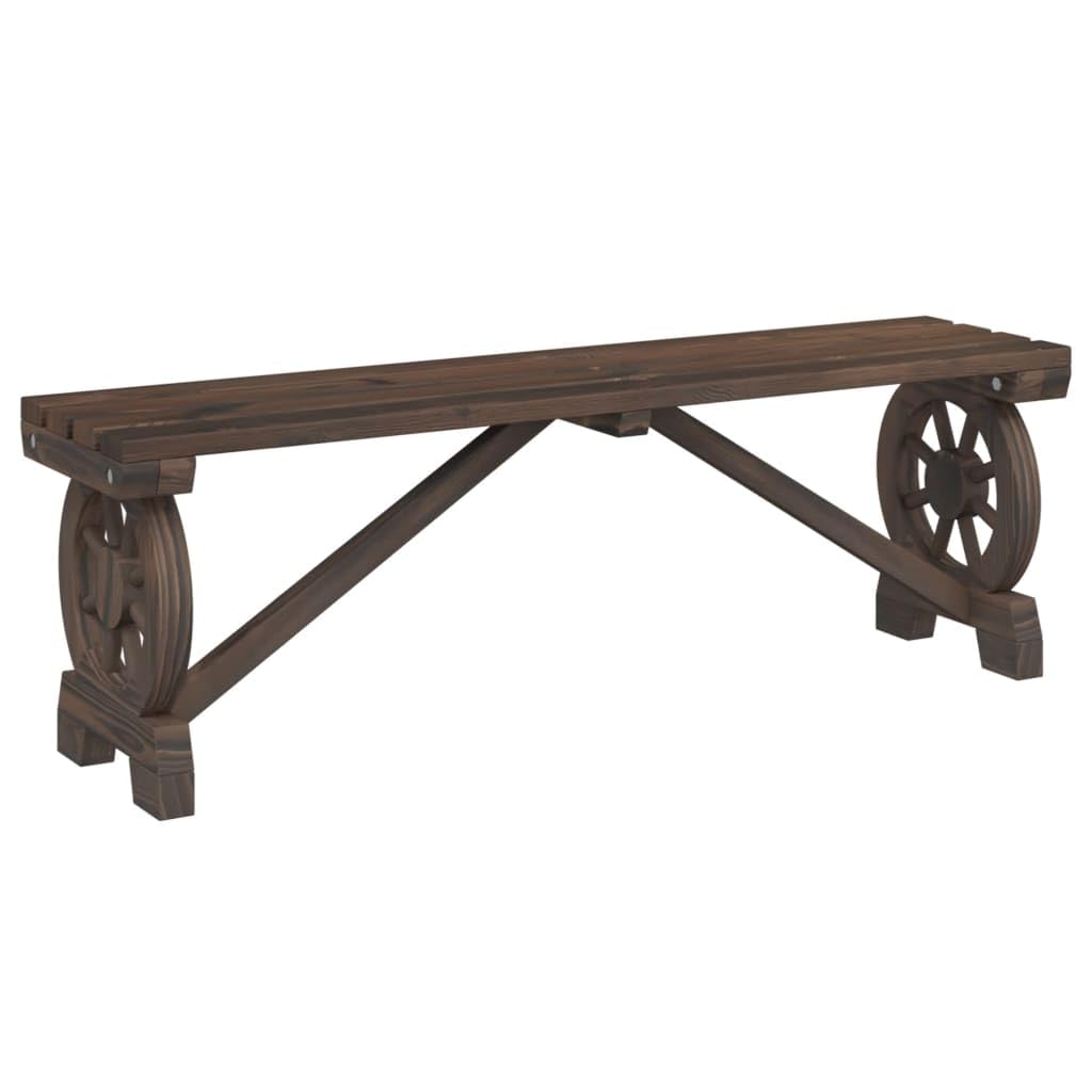 vidaXL Rustic 45.3 Wagon Wheel Patio Bench - Solid Fir Wood Outdoor Seating for Garden/Terrace, Brown Finish, Seats Two