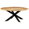 vidaXL Industrial-Style Round Dining Table - 68.9" Diameter - Rough Mango Wood - Easy Assembly - Sturdy Steel Legs