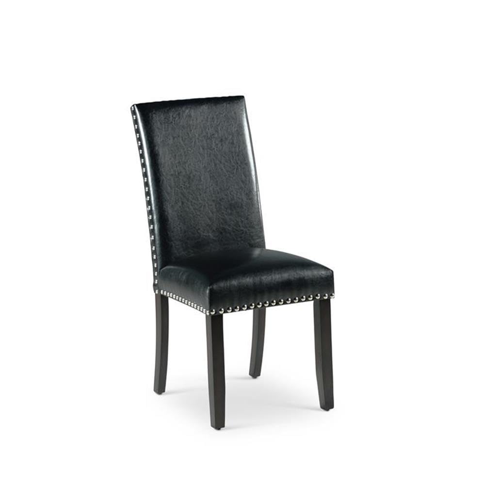 Steve Silver Westby Dining Polyurethane Upholstery, Pewter Nailhead Trim, Tapered Hardwood Legs, Set of 2 Side Chair, 18&quot; L x 25&quot; W x 39&quot; H, Ebony Wood,Black