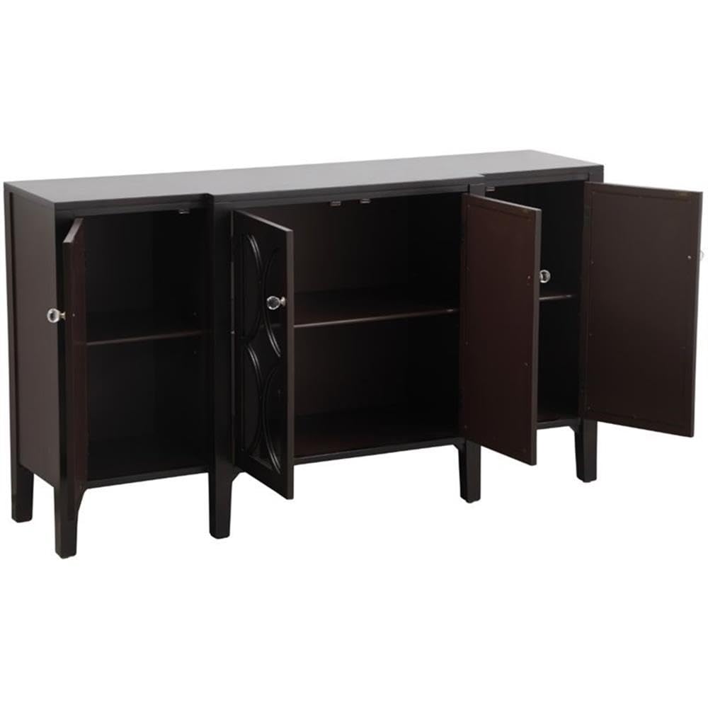 Elegant Decor Modern 4 Door 60&quot; Accent Sideboard in Hand Painted Dark Walnut