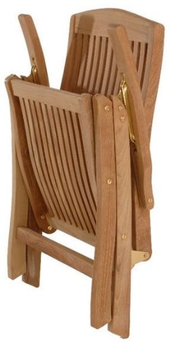 All Things Cedar TF44 Teak Folding Arm Chair | Foldable Outdoor Chair | Durable Patio Furniture | 5 Reclining Options | Easy Storage | No Cushions (24x26x42)