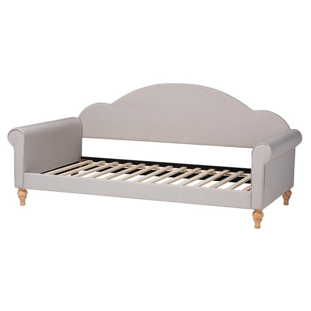 Baxton Studio Chaise Light Grey Fabric and Brown Finished Wood Twin Size Daybed