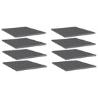 vidaXL Bookshelf Boards Floating Shelf 8 Pcs - High Gloss Gray - Engineered Wood - 15.7" x 19.7" x 0.6" - Versatile & Stylish Storage Solution