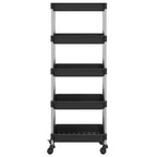 Vidaxl 5-Tier Kitchen Trolley With Removable Baskets- Versatile Organizer- Durable Iron And Abs Material- Black