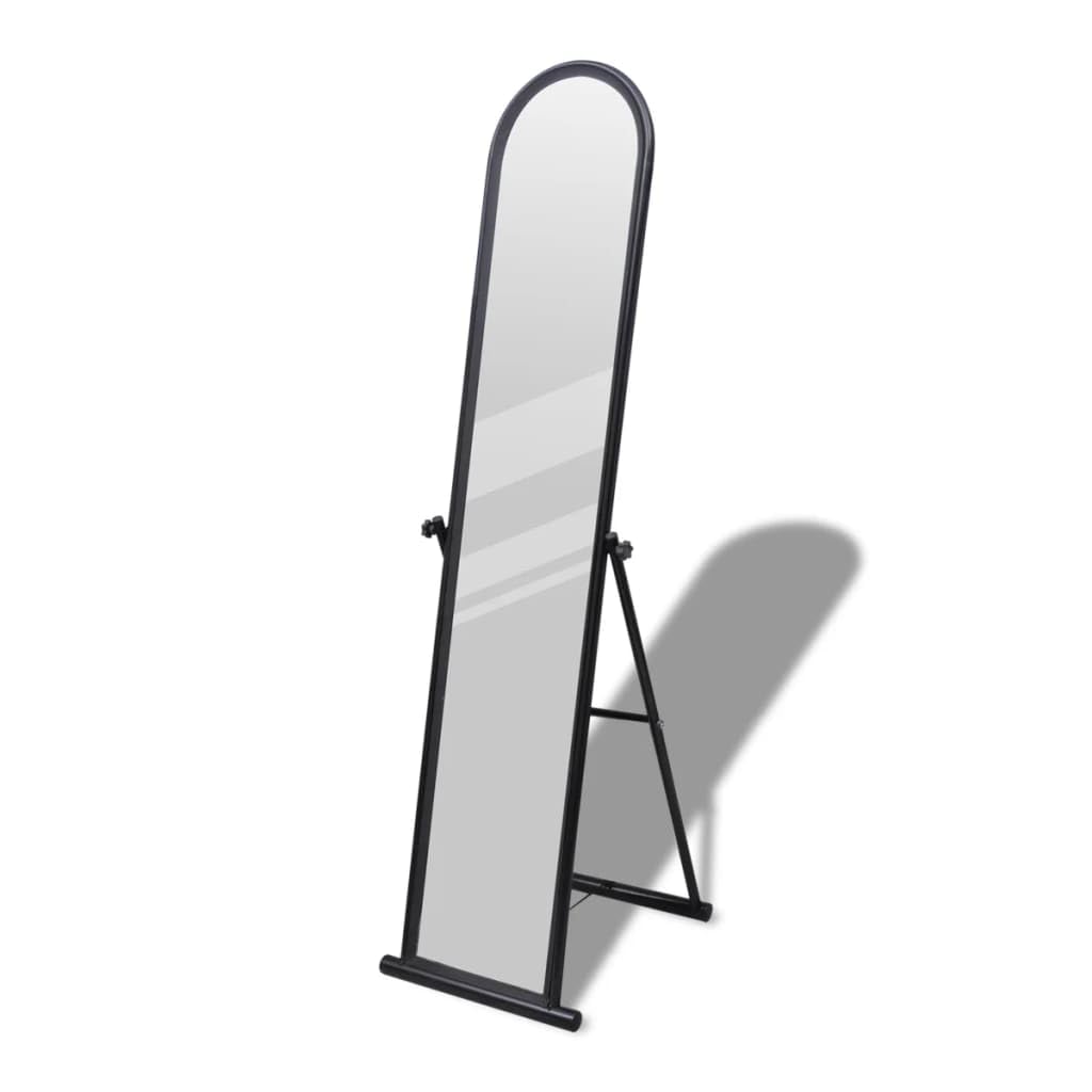 vidaXL Floor Mirror Free Standing Full Length Rectangular Black Finish Cheval Dressing