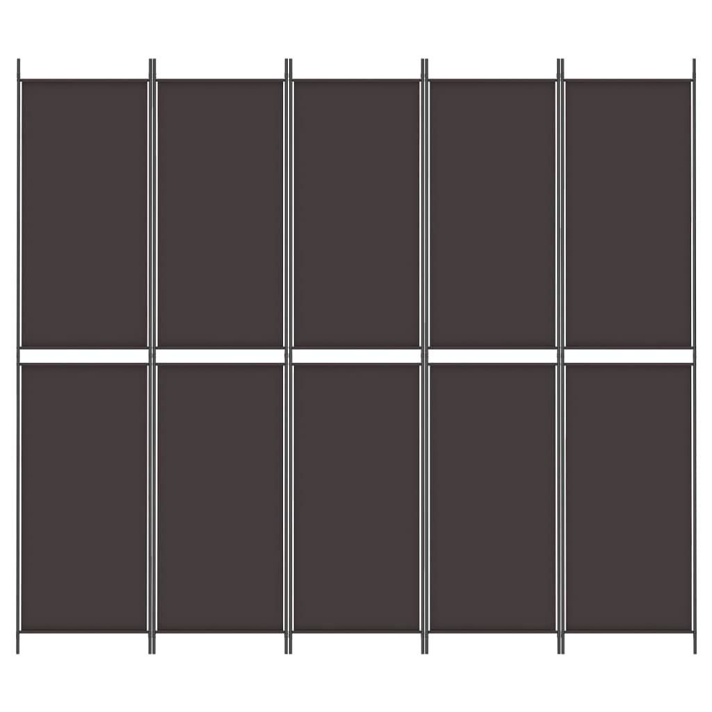 vidaXL 5-Panel Room Divider - Versatile Partition Screen, Easy to Fold & Store, Durable 100% Polyester Fabric, Ideal for Bedroom, Living Room, Modern Brown Design