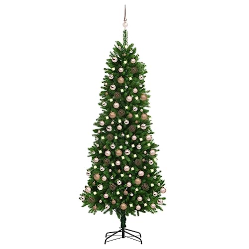 Vidaxl Artificial Christmas Tree With Led Lights And Ball Set, Lifelike Needle-Shaped Pe Branches, Economical And Durable, Green Color, 94.5&quot; Height