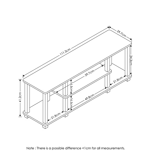 Furinno Turn-N-Tube No Tools 3D 3-Tier Entertainment Tv Stand Up To 50 Inch Tv, Square Tubes, Walnut/Brown