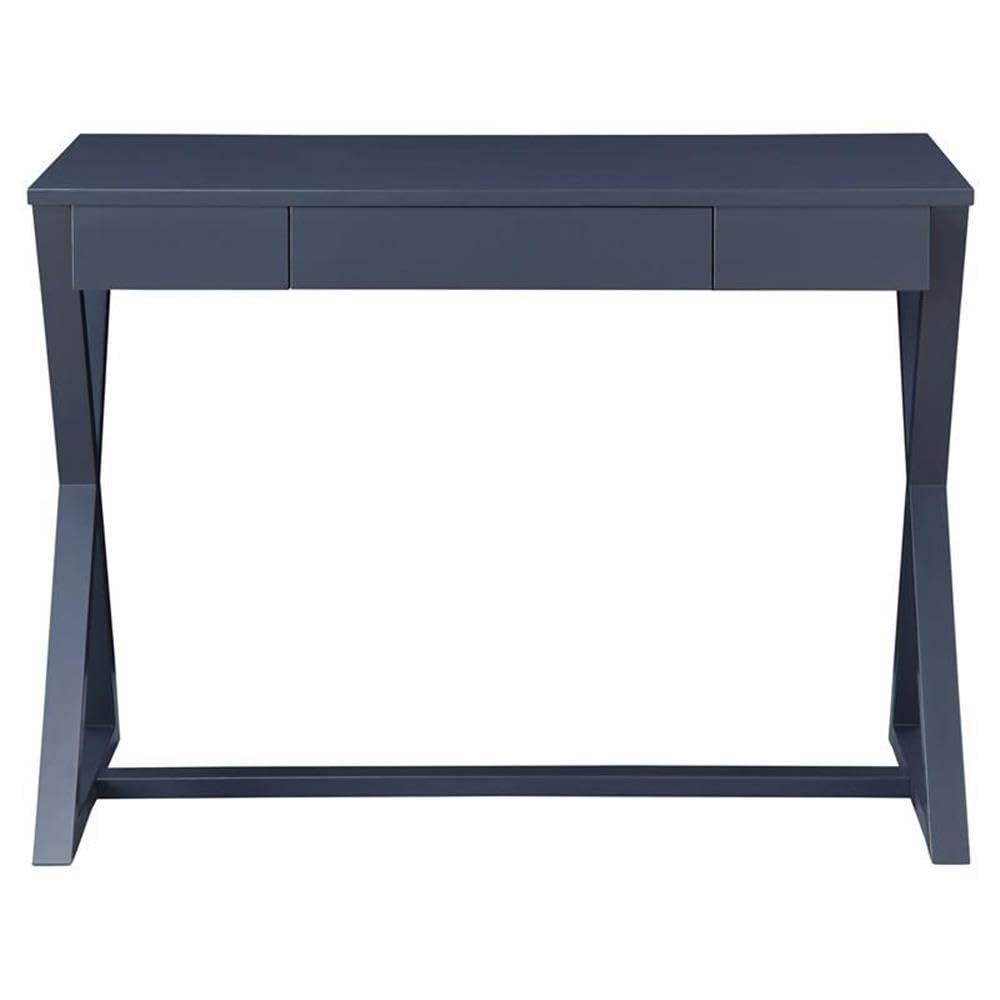 Acme NALO Wooden 1-Drawer Writing Desk with X-Shaped Base in Black