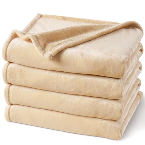 Phf Ultra Soft Fleece Blanket King Size, No Shed No Pilling Luxury Plush Cozy 300Gsm Lightweight Blanket For Bed, Couch, Chair, Sofa Suitable For All Season, 108' X 90', Beige