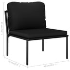 vidaXL 3 Piece Weather-Resistant Patio Lounge Set with Cushions - Highly Durable Black PVC and Powder-Coated Steel Frame - Modular Design for Customizable Layout
