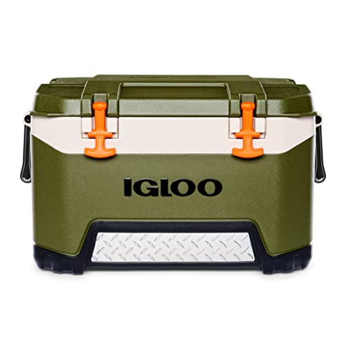 Igloo Bmx 52 Quart Cooler With Cool Riser Technology, Fish Ruler, And Tie-Down Points - 1634 Pounds - Green And Orange