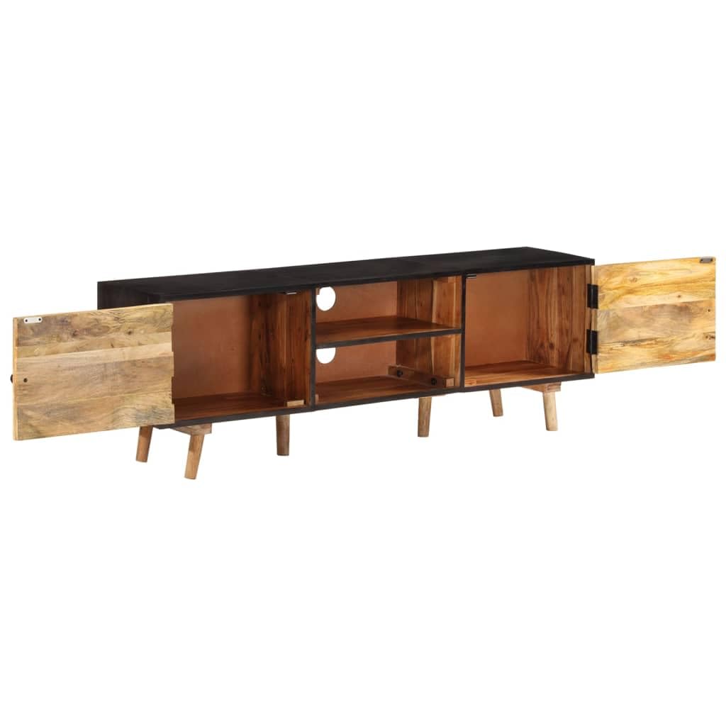vidaXL - Solid Wood TV Stand with Ample Storage | Rough Mango Wood and Solid Acacia Material | Unique Wood Grain Design | Polished, Painted, and Lacquered Finish