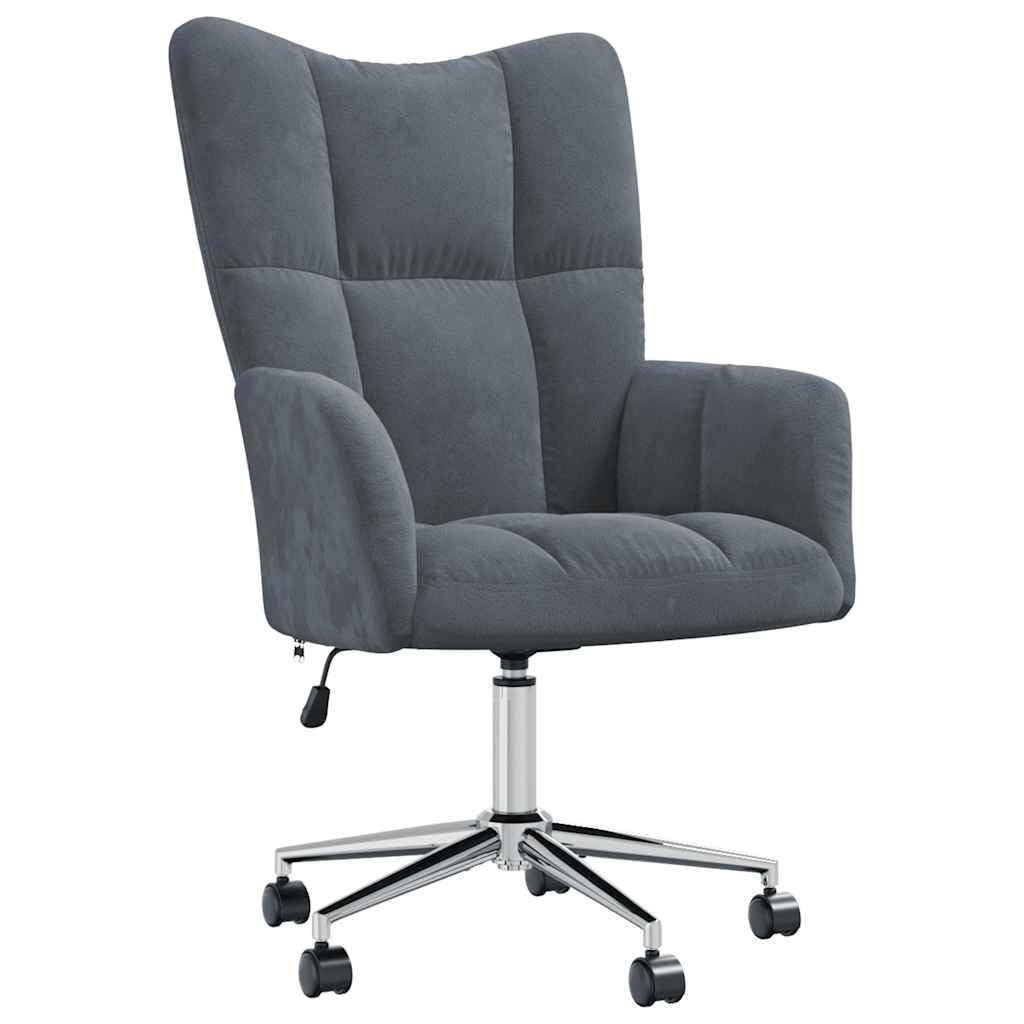 vidaXL Relaxing Chair in Dark Gray Velvet with Adjustable Height - Modern Design Swivel Chair for Home Office Use