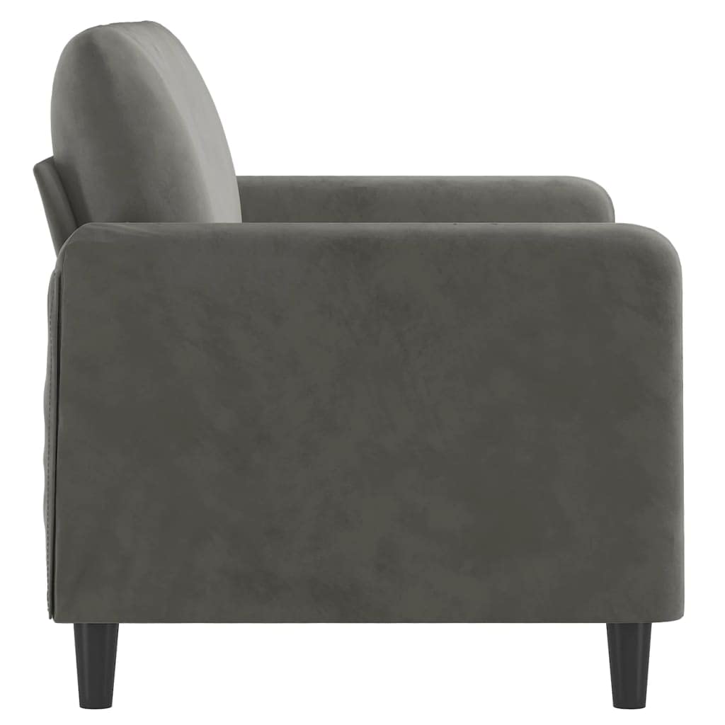 vidaXL 2-Seater Sofa in Dark Gray Velvet Finish, 100% Polyester Covering, Compact Size, Ideal for Reading, TV Watching or Relaxing, Foam Filling Material, Compliant with California Proposition 65